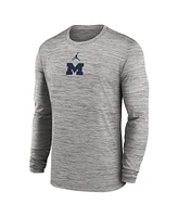 Jordan Men's Gray Michigan Wolverines 2025 Sideline Velocity Performance Long Sleeve T-Shirt