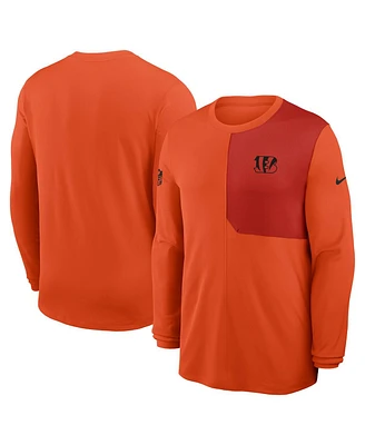 Nike Men's Cincinnati Bengals Sideline Coach Uv Performance Long Sleeve T-Shirt