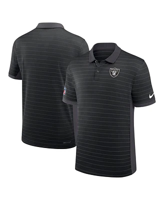 Nike Men's Black Las Vegas Raiders Sideline Victory Stripe Performance Polo Shirt