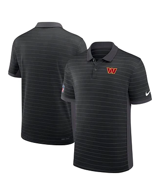 Nike Men's Black Washington Commanders Sideline Victory Stripe Performance Polo Shirt