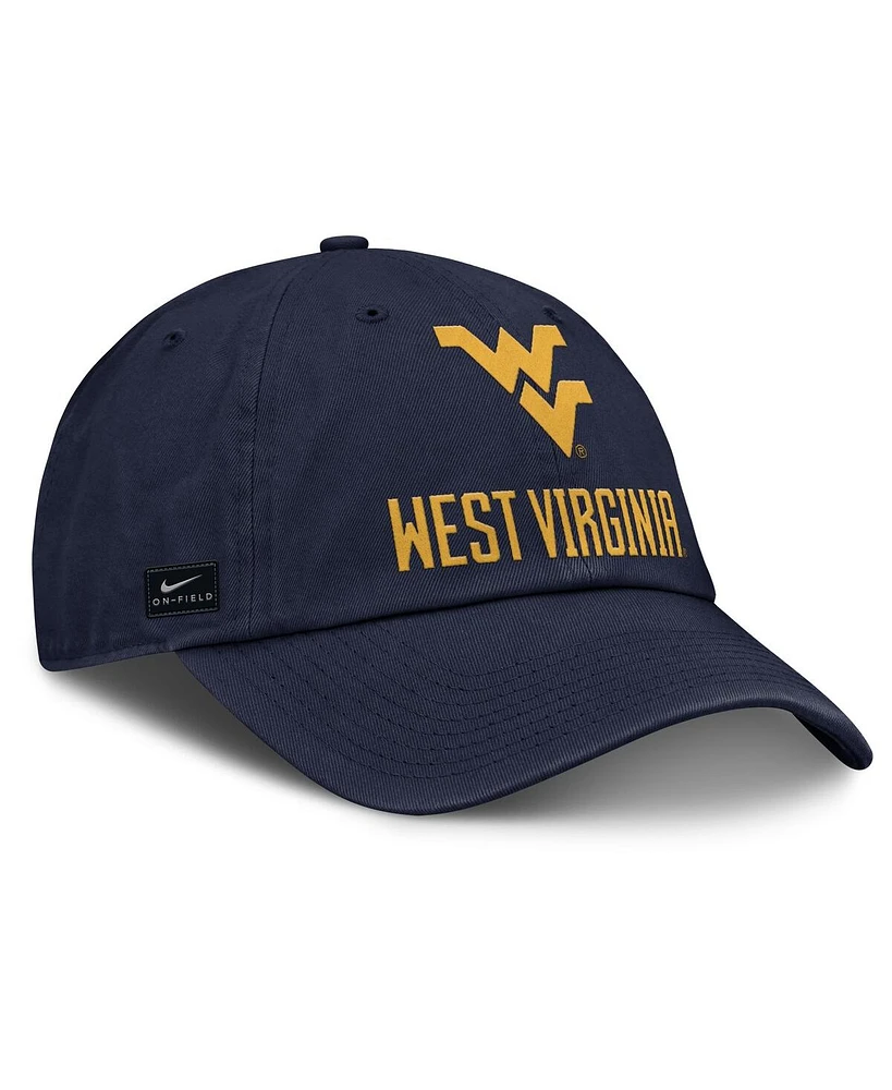 Nike Men's Navy West Virginia Mountaineers 2025 Sideline Club Adjustable Hat
