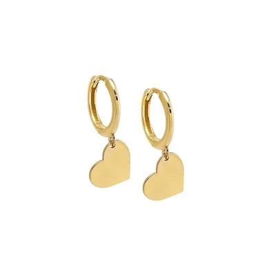 by Adina Eden Solid Dangling Heart Huggie Earring 14K