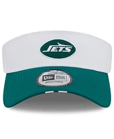 New Era Men's White/Green New York Jets 2025 Nfl Training Camp Adjustable Visor Hat