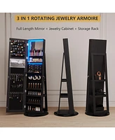 Vlsrka 360° Swivel Jewelry Full-Length Mirror Cabinet with Lights