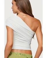 Edikted Women's Fold Over Ruched One Shoulder Top