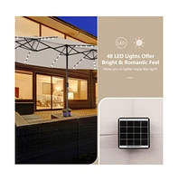 15 Feet Double-Sided Patio Umbrella with 48 Led Lights