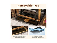 Industrial Dog Kennel with Flip-up Top 3 Lockable Doors and Removable Tray