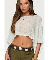 Edikted Womens Laline Oversized Knit Crop Top