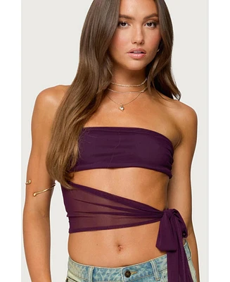Edikted Women's Amaro Strapless Side Tie Cut Out Top