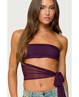 Edikted Women's Amaro Strapless Side Tie Cut Out Top