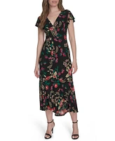 Tommy Hilfiger Women's Jersey Printed Flutter-Sleeve Midi Dress