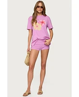 Edikted Women's Fleur Fold Over Shorts