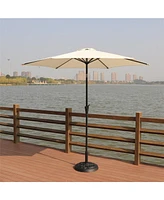 Flynama 8.8 feet Outdoor Aluminum Patio Umbrellawith 33 pounds Round Resin Umbrella Base