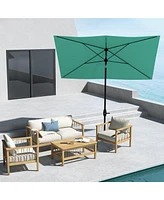 Flynama 6.5' x 10' Rectangular Market Umbrella with Crank and Push Button Tilt