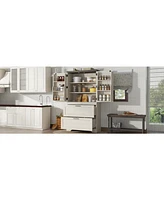 Casainc Modern Farmhouse Wooden Cabinet with Sturdy Frame, Storage Divider & Drawers for Living Room and Office