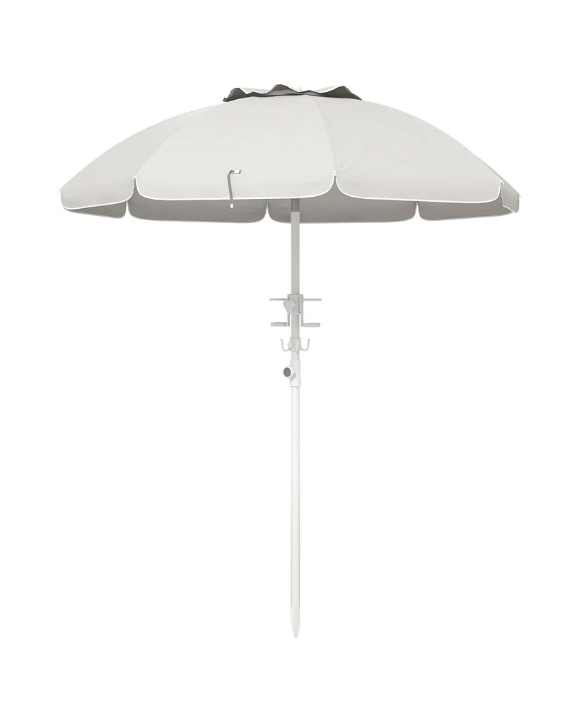 Flynama 5.7' Portable Beach Umbrella with Tilt, Adjustable Height, 2 Cup Holders & Hooks, Uv 40+ Ruffled Outdoor Umbrella with Vented Canopy