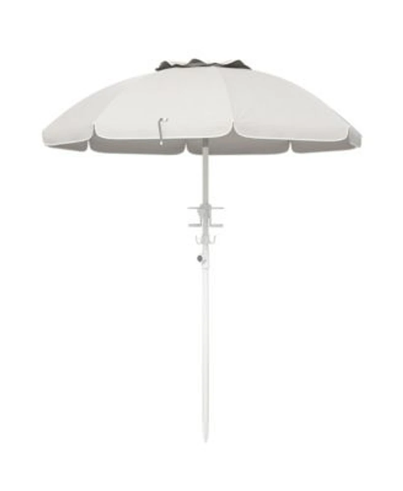 Flynama 5.7 Portable Beach Umbrella With Tilt Adjustable Height 2 Cup Holders Hooks Uv 40 Ruffled Outdoor Umbrella With Vented Canopy