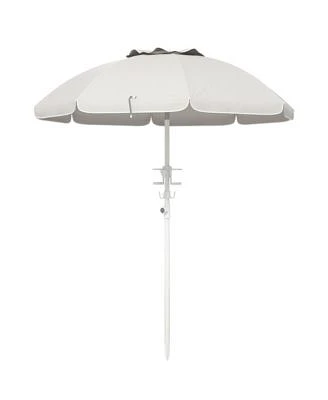 Flynama 5.7 Portable Beach Umbrella With Tilt Adjustable Height 2 Cup Holders Hooks Uv 40 Ruffled Outdoor Umbrella With Vented Canopy