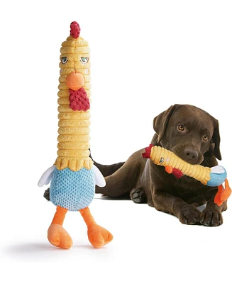 Nocciola 2 in 1 Chicken Lives Twice Dog Toy, Cute Stuffed Toys with Large Durable Rubber Squeaky Core