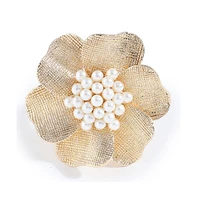 Sohi Women's Gold Metallic Flora Statement Ring