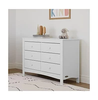 Graco Noah 6 Drawer Double Dresser (White) - 6 Drawer Double Dresser for Kids