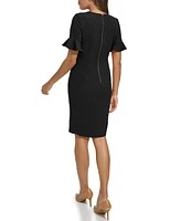 Calvin Klein Women's Scuba Crepe Short-Sleeve Sheath Dress