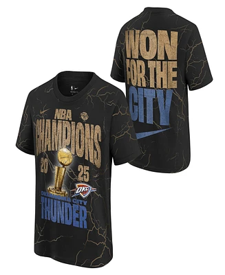 Nike Big Boys and Girls Black Oklahoma City Thunder 2025 Nba Finals Champions Confetti Locker Room T-Shirt
