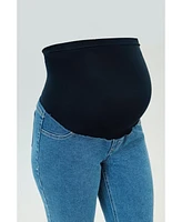 1822 Denim Over the Bump Raw Hem Maternity Slim Girlfriend Cuffed Jeans