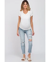 Pinkblush Maternity White Basic Short Sleeve Fitted Top
