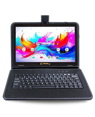 Linsay 10.1" Octa Core 256GB Storage Android 15 Tablet with Black Keyboard