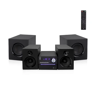 Pyle 3-Piece Wireless Bt Streaming Stereo System – MP3, Usb, Fm Radio, Bass Reflex Speaker, Remote & 2 Wireless Microphones (Black)