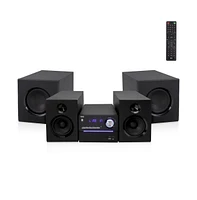 Pyle 3-Piece Wireless Bt Streaming Stereo System – MP3, Usb, Fm Radio, Bass Reflex Speaker, Remote & 2 Wireless Microphones (Black)