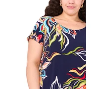 Msk Plus Short-Sleeve Jersey Shift Dress