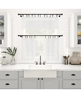 Textured Slub Stripe Anti-Dust Linen Blend Sheer Cafe Curtain Pair