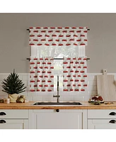 Christmas Pickup Truck Semi-Sheer Rod Pocket Kitchen Curtain Valance
