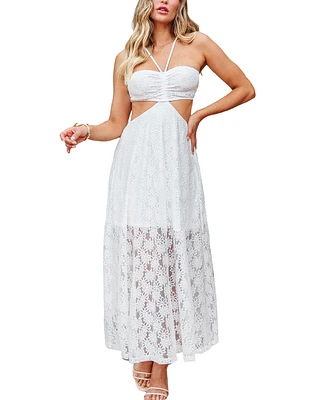 Cupshe Women's Flirty Finesse White Maxi Beach Dress