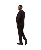 Stacy Adams Men's 3-Piece Paisley Jacket With Solid Vest And Pants Suit Peak Lapel