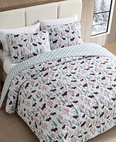 Eddie Bauer Mountain Moose Flannel Cotton Reversible -Pc. Quilt Set