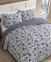 Eddie Bauer Woodblock Floral Flannel Cotton Reversible -Pc. Quilt Set