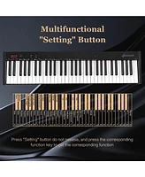 61-Key Portable Electronic Keyboard Piano Complete Digital Piano Set with Stand and Stool