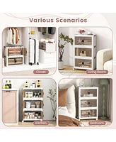 Volenca 60 Gal 3-Tier Stackable Storage Boxes Bins with Magnetic Doors and Lockable Casters