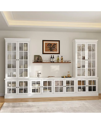 High quality luxury white multifunctional Tv cabinet, display cabinet, 12 doors, tempered glass