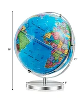 13" Illuminated World Globe 720° Rotating Map with Led Light