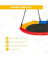 40 inch Saucer Tree Outdoor Round Platform Swing with Pillow and Handle