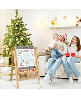 Kids Art Easel with Paper Roll Double Sided Chalkboard and Whiteboard