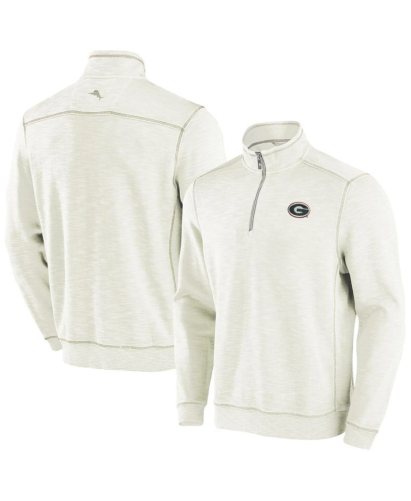 Tommy Bahama Men's Cream Georgia Bulldogs Tobago Bay Half-Zip Tri-Blend Sweatshirt