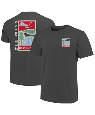 Image One Men's Graphite Ole Miss Rebels Comfort Colors Minimal Vista Distressed Graphics T-Shirt