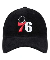New Era Men's Black Philadelphia 76ers Throwback Corded 9TWENTY Adjustable Hat