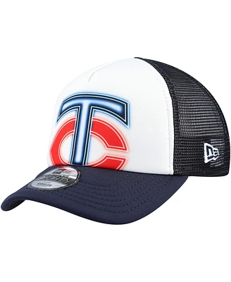 New Era Toddler White/Navy Minnesota Twins Painted A-Frame 9FORTY Trucker Adjustable Hat