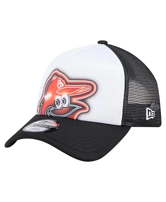 New Era Toddler White/Black Baltimore Orioles Painted A-Frame 9FORTY Trucker Adjustable Hat